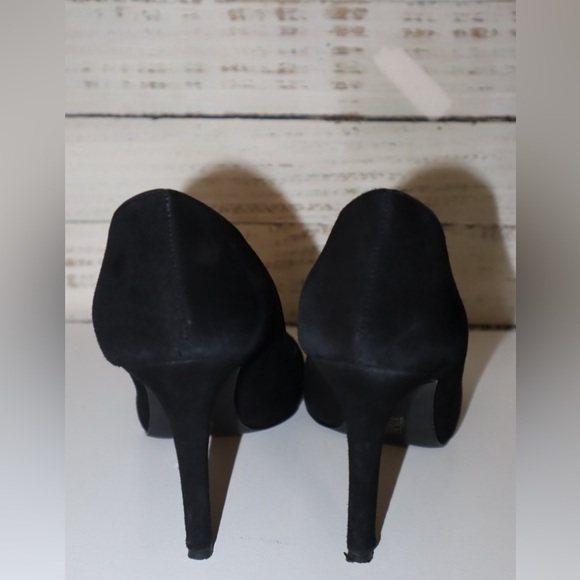 Audrey Brooke Heels Pumps Shoes Black Suede with Bow Detail Size 8.5 M - Picture 5 of 8